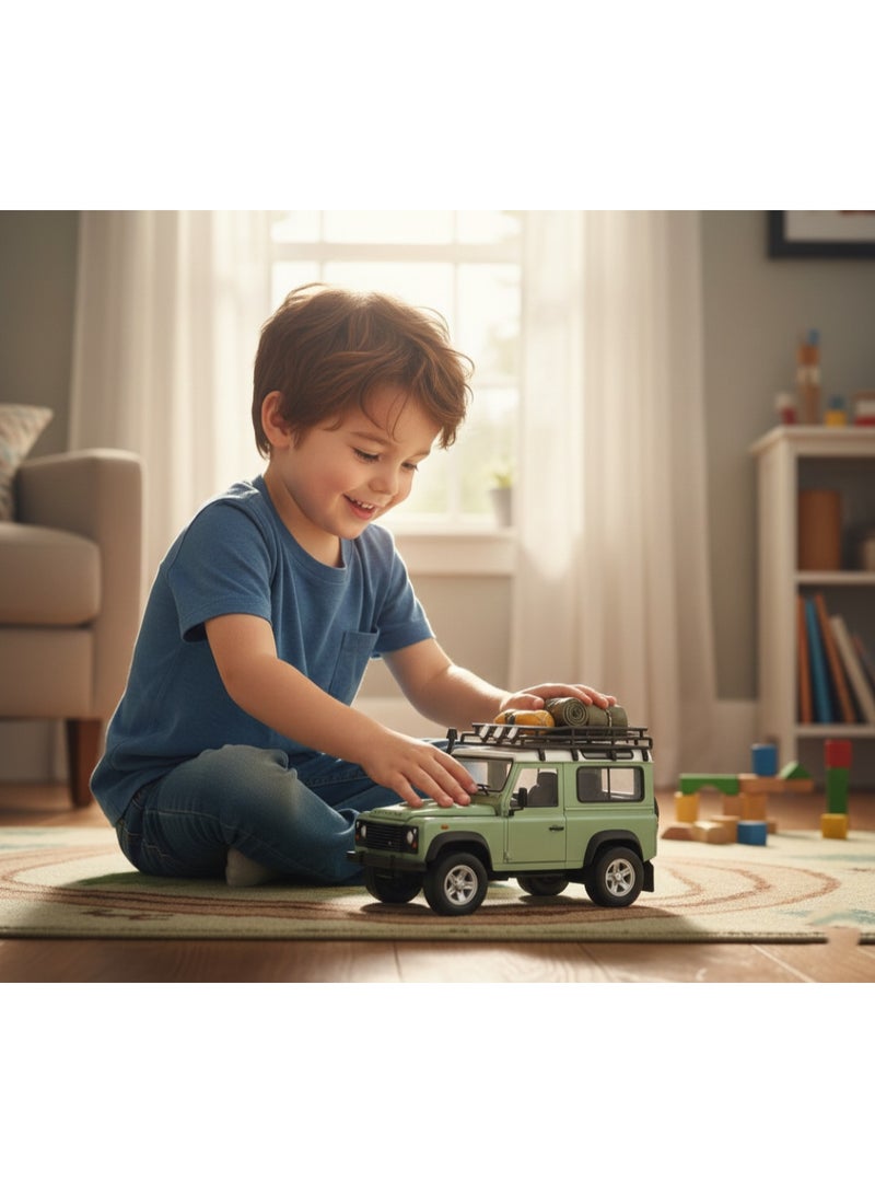 Welly Land Rover Defender Toy Car for Kids | Off-Road SUV Model with Roof Rack | Realistic Design | Green Vehicle Toy - Image 2